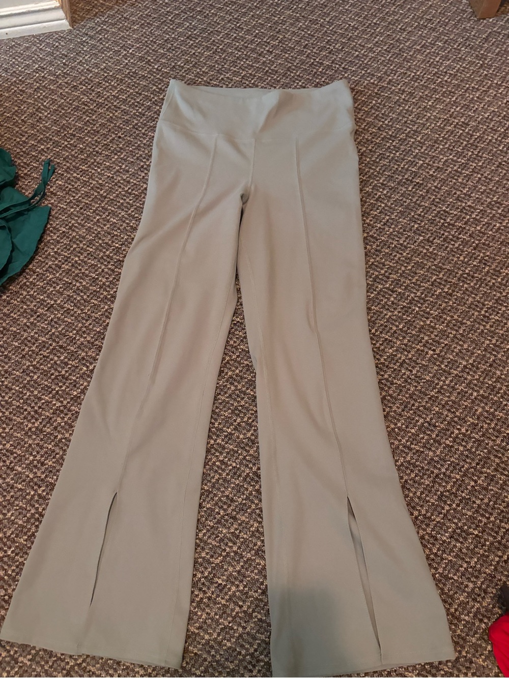 Women's Light green Flared Split-Hem Pants
